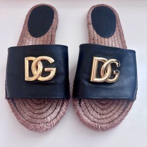 Dolce & Gabbana Black and Gold Women's Slides